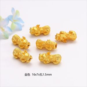 Perles porte-bonheur Pixiu en or antique 18 carats, forme animale, pour la fabrication de bijoux, accessoires DIY, unisexe, usage quotidien - Product Image 3