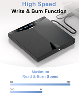 Lecteur de CD/DVD externe portable 7-en-1 USB 3.0 pour ordinateur portable/de bureau, compatible Windows 11/10/8/7, Linux, Mac OS