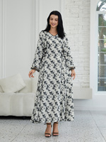 Robe longue Abaya imprimée bohème, robe maxi ample, robe modeste à manches longues pour femmes