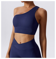 Soutien-gorge de sport à une épaule sans couture taille haute Compression Fitness Biker Shorts Ensembles Femmes