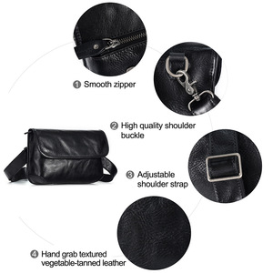 Dujiang Men's Genuine Leather Crossbody <b>Bag</b> Black Solid Color Fashionable Everyday Use Spring 2023 - Product Image 3