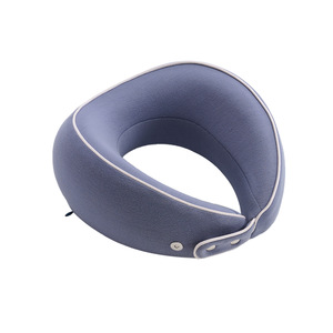 Oreiller de voyage en mousse à mémoire de forme en forme de U, support pour le cou, pour utilisation en avion, gris, bleu marine, bleu paon, 25x25x12cm - Product Image 1