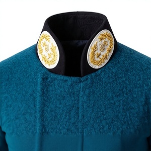 <b>Vintage</b> Men's Overcoat Woolen Frock <b>Coat</b> Embroidered Button Front Long Outerwear for Winter - Product Image 6