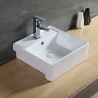 Lavabo sanitaire en céramique de salle de bain design moderne semi-encastré avec support de robinet monotrou, y compris trou de robinet
