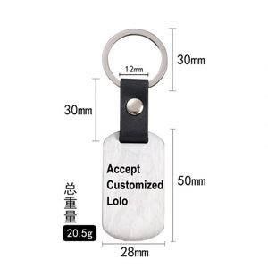 Metal <b>Key</b> Chain Blank Custom Logo Text PU Leather Laser Engrave UV Printing DIY Rectangular Stainless Steel Charm Blank <b>Key</b> <b>Ring</b> - Product Image 5
