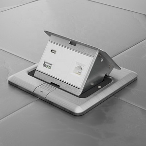 ซ็อกเก็ตฝังพื้นไฟฟ้ากันน้ำซ่อนแผงสแตนเลส USB Type A + C พร้อมซ็อกเก็ตใต้ดินเอาต์พุต <span class=keywords><strong>CAT6</strong></span>อินเทอร์เน็ต - Product Image 1