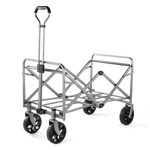 Carrito de camping plegable de aluminio de 4 ruedas Pride Outdoor, negro, portátil, para camping y compras. - Product Image 3