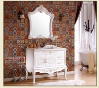 Moderne Rustique 10*10 Rétro Porcelaine Carrelage de Bois Pastorale Méditerranéenne Fleur Mur et Escalier Angles pour Salle de Bains 100*100mm Taille