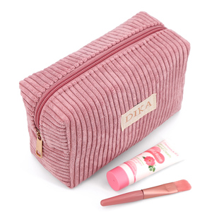 工場カスタム品質コーデュロイベルベットメイクアップ化粧品美容トイレタリージッパーバッグオーガナイザー、プライベートラベルロゴ付き - Product Image 2