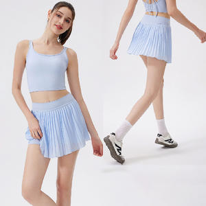 YMR-DQ5227 Женская юбка для гольфа с высокой талией и карманами, плиссированная Летняя Спортивная юбка на подкладке, повседневная и йога, с логотипом спереди - Product Image 1