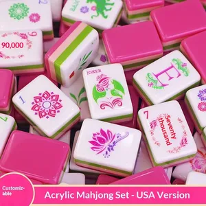 Juego de Mahjong Americano de Cristal Moderno Color Rosa, con Bolsa de Almacenamiento, para 4 Jugadores, de Alta Calidad, para Texas Hold'em, Póker, Ajedrez/Juegos de Cartas - Product Image 1