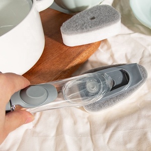 Gloway Dụng Cụ Cạo Tay Cầm Dài Không Trầy Xước Cọ Rửa Bát Đĩa Nhà Bếp Cọ Rửa Chén Xà Phòng Với 2 Miếng Bọt Biển Thay Thế - Product Image 3