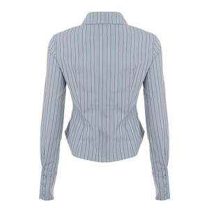 Phong cách đô thị ve áo sọc áo cinched eo để khoe con số ngắn Cardigan dài tay hàng đầu - Product Image 6