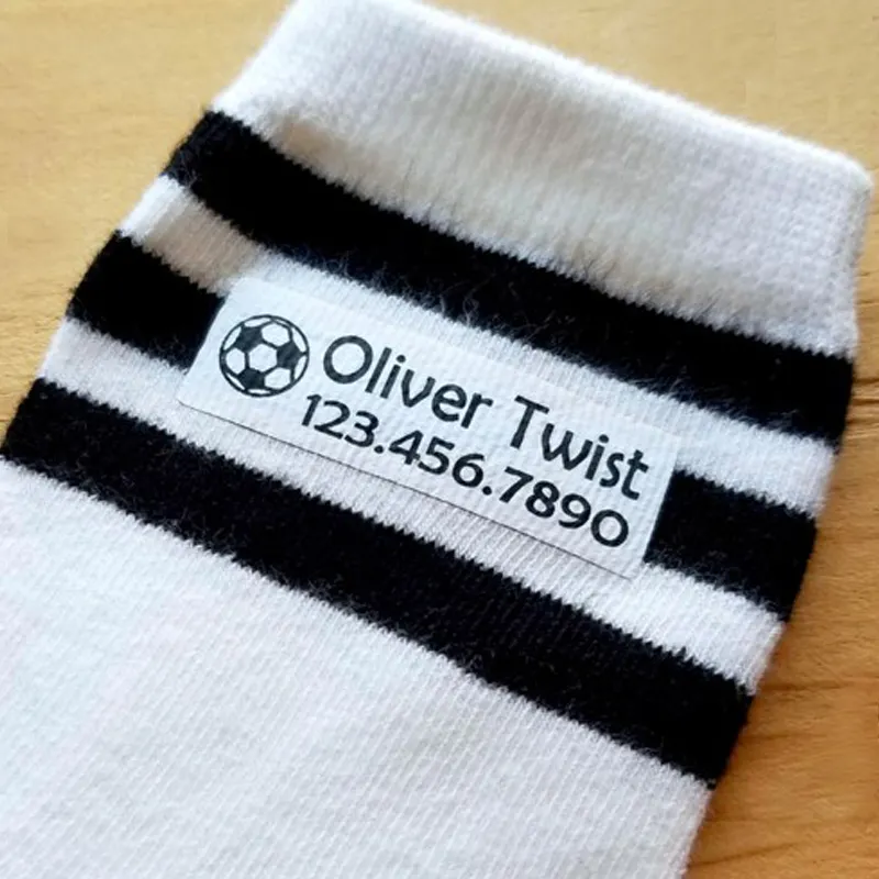 China supplier garment label brand name custom logo sock tag iron on label for socks