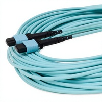 Kabel Patch Fiber Optik Damu LOMMF OM3 MTP MPO Elite 12 Strand Tipe B Plenum OFNP untuk Pusat Data, High Density Trunk, 1m
