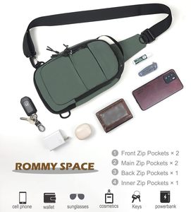 Lightweight Nylon Small Crossbody Sling <b>Bag</b> for <b>Men</b> Women Multi-Pocket Chest <b>Bag</b> with Roomy Space - Product Image 4