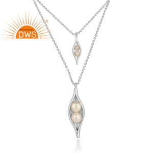 925 Solid Sterling Silver Long Chain Necklace Seedpod Pearl Gemstone Multi Pendant Fashion Necklace Jewelry Supplier - Product Image 2