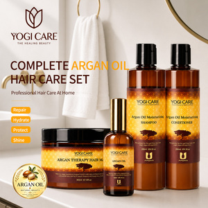 Ensemble de shampooing réparateur pour cheveux à l'huile d'argan anti-frisottis et anti-pointes fourchues YOGI Herbal Argan Oil - Product Image 1