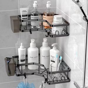 Bathroom Storage Rack Corner Wall Mounted 2 Tier Shelf For Toiletries Durable Rectangle Design - Product Image 3