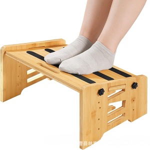 Adjustable Bamboo Wood <b>Footstool</b> Natural Color Trapezoid Shape Freestanding Office Home Use - Product Image 5