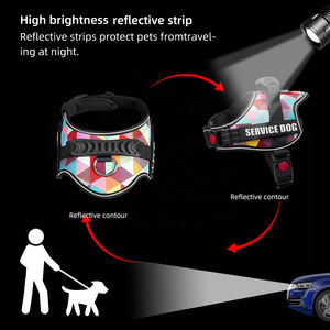 工場直販カスタム 反射ナイロン 調節可能 高耐久 犬用ハーネス 引っ張り防止 ペットハーネスベスト 屋外用ネームパッチ付き - Product Image 3
