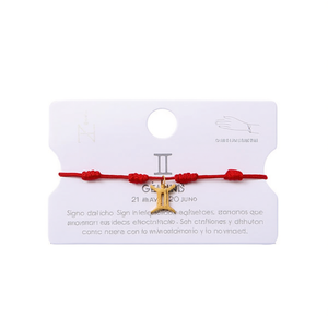 Bracelet à breloques en acier inoxydable avec cordon rouge Angelina Gemini, bijoux cadeau unisexe - Product Image 3