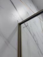 Cabine de douche d'angle en acier inoxydable 304 doré brossé avec porte à charnières et verre trempé