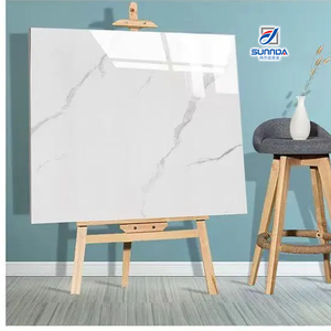 새로운 디자인 인기 판매 60x60cm 바닥용 포세린 유광 세라믹 타일 표준 화이트 마블 포세린 타일 - Product Image 5