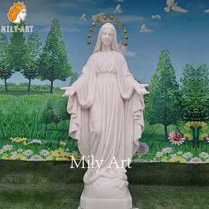 Ingrosso bella statua di <span class=keywords><strong>marmo</strong></span> di alta qualità di Maria con 12 stelle e cappotto blu - Product Image 3