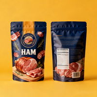 Sachet d'emballage alimentaire personnalisé en nylon plastique pour saucisses, pochette verticale pour jambon, emballage sous vide et surgélation