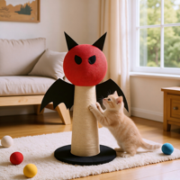 Arbre à chat vertical style petit diable avec griffoir en sisal, aiguiseur de griffes, tout-en-un, léger 1,1 kg, toutes saisons