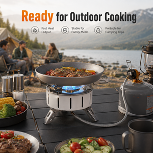 Réchaud de camping au butane portable, brûleur à gaz extérieur coupe-vent pour faire bouillir du thé et cuisiner en pique-nique - Product Image 2