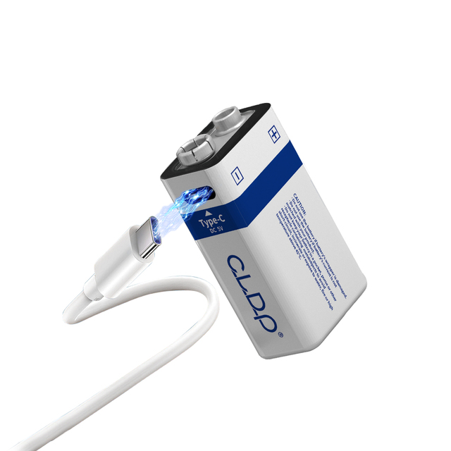 Factory Sales Type c 9v Lithium Ion Battery Usb 350mah Rechargeable Battery with Charging Cable