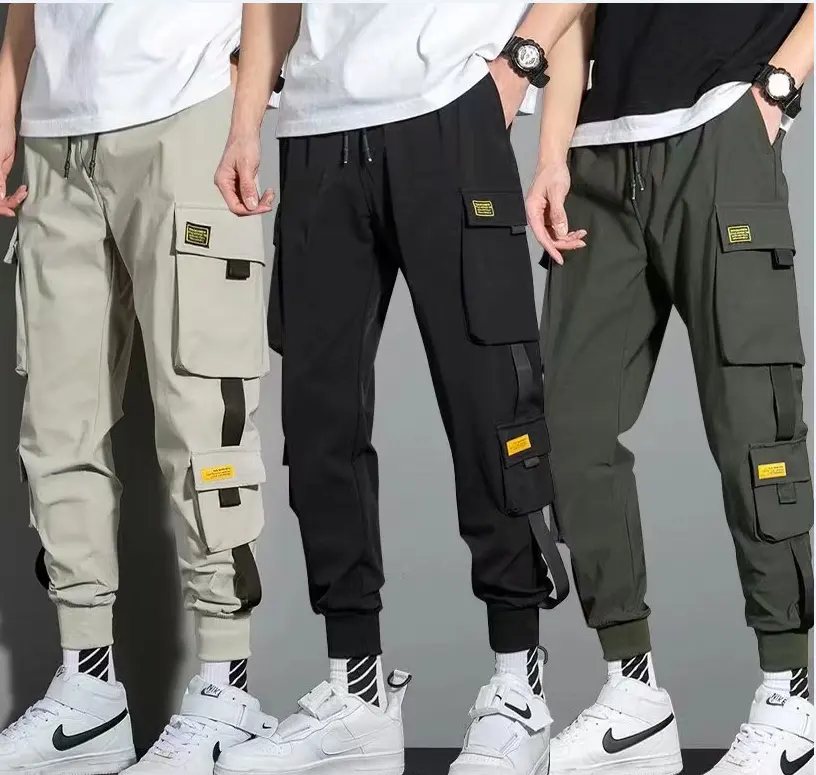 Summer Men Casual Pants Thin Cargo Pants Male Overalls Hip Hop Casual Male Joggers Trousers Streetwear Harem Pants Man