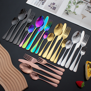 Thiết kế cổ điển thép không gỉ Flatware <span class=keywords><strong>Set</strong></span> với đơn giản mịn xử lý 5 cái sang trọng vàng thiết lập dao kéo cho khách sạn đám cưới - Product Image 2