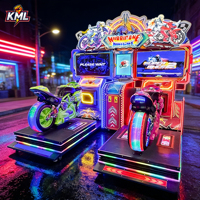 Machine de jeu d'arcade de course de motos à deux joueurs avec structure métallique pour enfants dans les centres commerciaux