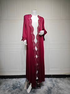 Abaya Estiva 2026 Sharut, <span class=keywords><strong>Abbigliamento</strong></span> Islamico Turco per EID Ramadan, Kimono Musulmano da Donna con Ricamo sul Bordo, Abaya Aperta - Product Image 3