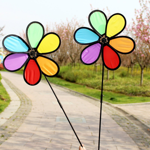 28cm ornamento da giardino per bambini con bordo nero tessuto di colore mulino a vento all'aperto macchina per filatura al Neon bicicletta decorazione giardino - Product Image 1