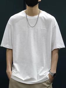 2025 Men's Bamboo Cotton Short-<b>Sleeved</b> T-<b>Shirt</b> Loose Fit <b>Half</b>-<b>Sleeved</b> Hip Hop Casual Print Summer Heavy Thermal Terry Large Size - Product Image 5