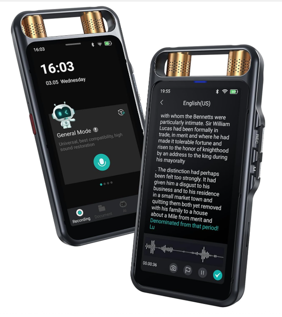 Digital Voice Recorder with Transcription to Text Summary Translation Full Touchscreen Recorder Device for Meetings Lectures