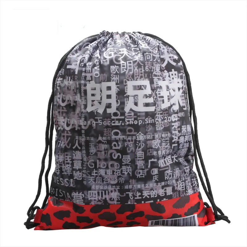 Custom Logo Gym Football Basketball Soccer Kids Waterproof Polyester Nylon Drawstring Backpack Sports Shoe Bag
