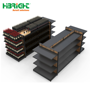 Supermercado estantes de almacenamiento de madera de la isla al por menor estanterías de la tienda de licor tienda estante de exhibición de madera góndola vino rojo - Product Image 2