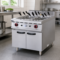 Cuisinière à pâtes professionnelle au gaz avec armoire de rangement, en acier inoxydable, à paniers multiples, pour la cuisson des nouilles