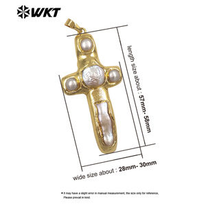 WT-JP446 keluaran baru gaya religius liontin salib mutiara air tawar alami berlapis emas 18K untuk pembuatan kalung mode wanita - Product Image 6