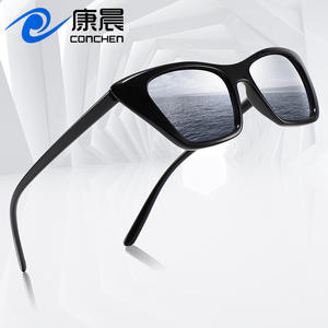 Gafas de sol Conchen Cat Eye con montura negra de PC, protección UV400, unisex, para viajes, conducción y moda. - Product Image 1