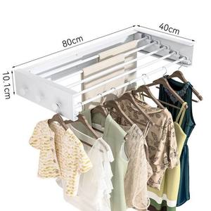 Séchoir à <span class=keywords><strong>linge</strong></span> télescopique mural compact de 80cm Double 5 barres en aluminium Design pliant pour la maison Outils de voyage Vêtements d'extérieur - Product Image 5
