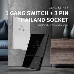 Tempered Glass tấm màu trắng Tường ổ cắm và Thiết bị chuyển mạch điện 1 gang chuyển đổi ánh sáng với 3 cực Thái Lan Ổ cắm ổ cắm - Product Image 2