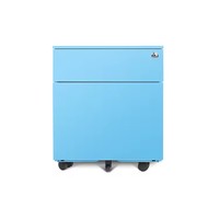 Armoire de classement mobile compacte à deux tiroirs en acier verrouillable avec roulettes pour petit bureau, coworking, usage domestique, unité de rangement sécurisée