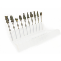 Ensemble de fraises en alliage dur 10 pièces avec un diamètre de poignée de 3.0mm, adapté aux forets de rectifieuse et aux têtes de meulage en acier au tungstène