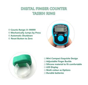 Compteur de tasbih islamique de qualité supérieure, exquis, avec écran LED intelligent, compteur de doigts numérique, anneau de comptage manuel, tasbeeh pour la prière musulmane - Product Image 4
